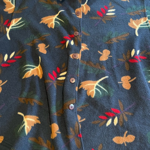 Vintage 1990s Leaves Leaf Fleece Fall Button Sweater / size Xl- A1 - Picture 3 of 11